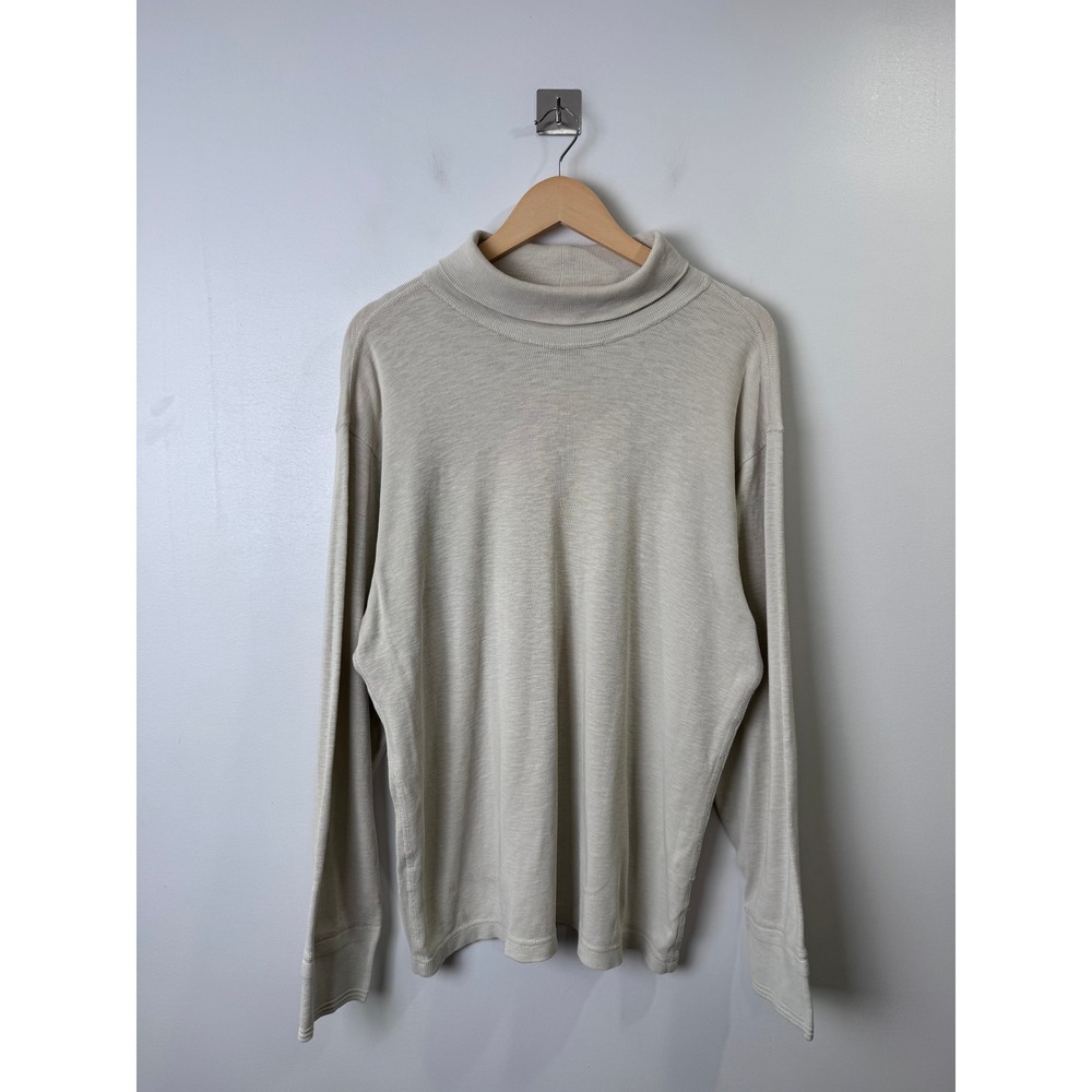 Buck Mason Men Beige Service Rib Turtleneck Cotton Long Sleeve Shirt XL